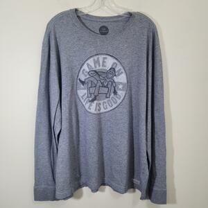 Life is good Game on football classic fit long sleeve graphic tshirt men size XL
